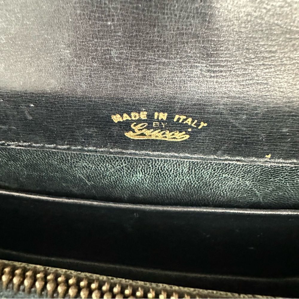 Gucci black leather web accent and gold GG lock shoulder - Picture 13 of 16